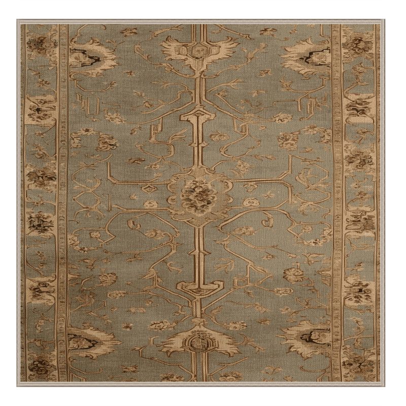 Machine Washable French Beige Area Rug, Square 6'