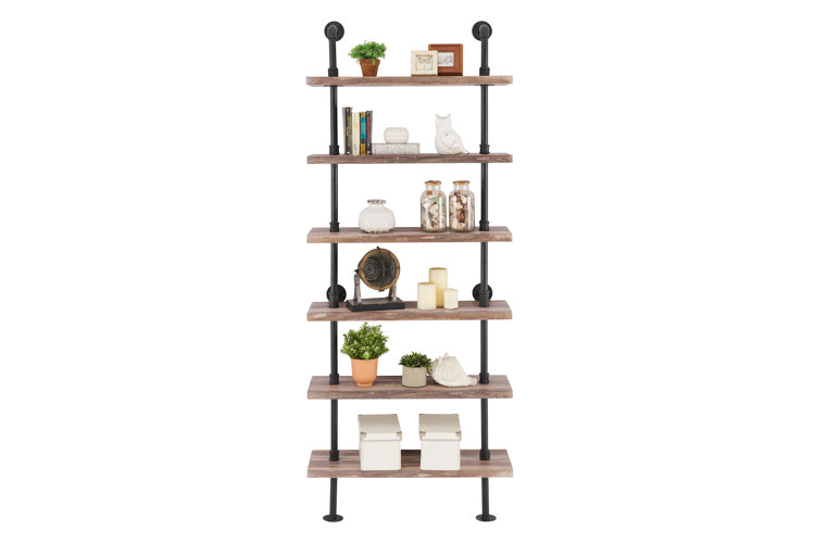 Charter Iron Pipe Wall Mount Ladder Bookcase