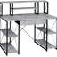 Bureau gris et noir avec métal en bois - élégant pour les espaces de travail-133658314-133658313