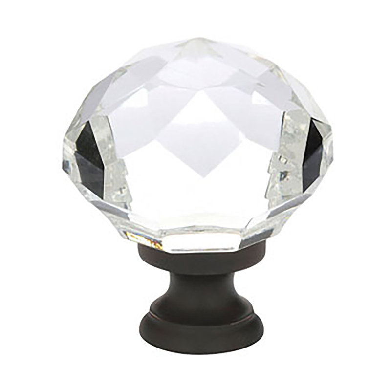 Emtek Diamond Glass Cabinet Knob, Oil Rubbed Bronze, 1.25"