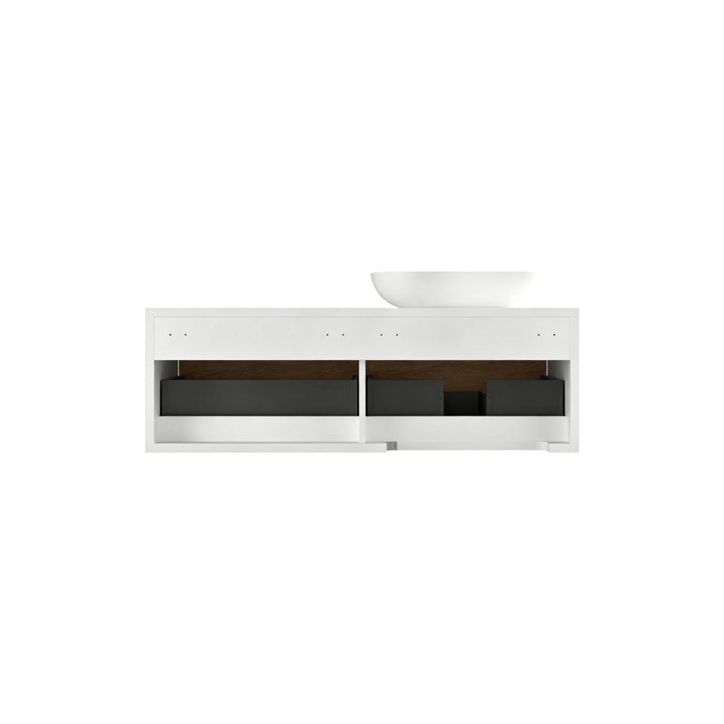  Meuble-lavabo mural simple 48 po avec comptoir à surface solide blanc, meubles-lavabos flottants, 48", Left