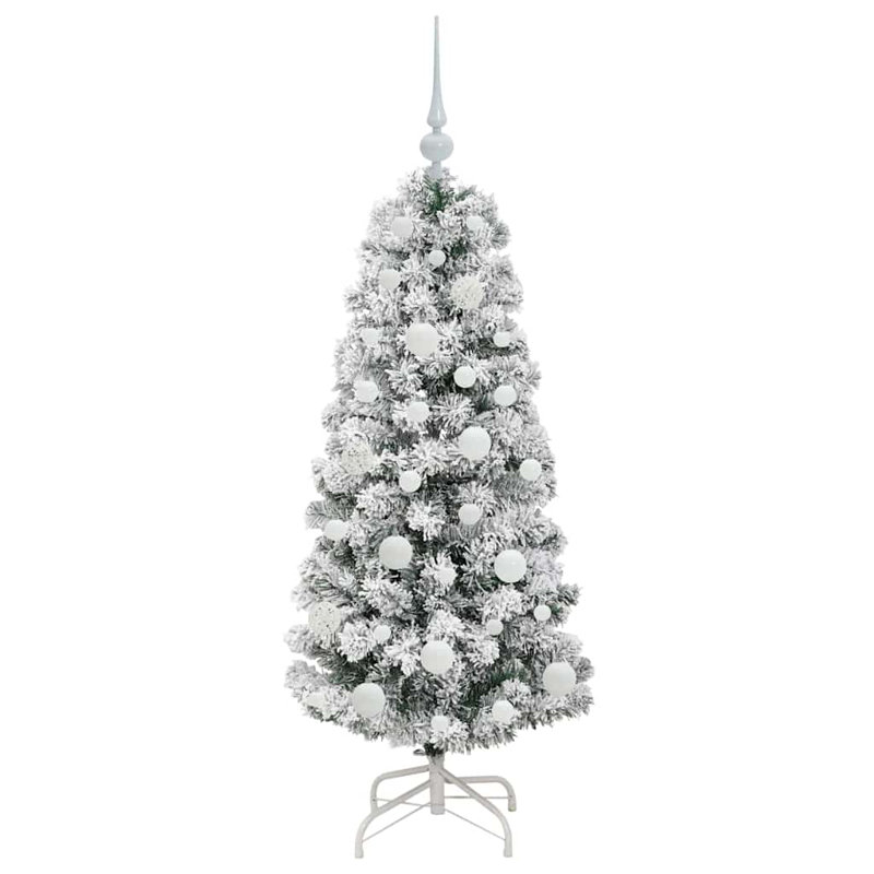 Artificial Hinged Christmas Tree Green and white, 3.94 ft