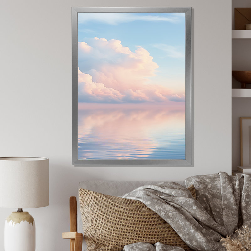 Pink Sky Photo Celestial Reflections - Landscape & Nature Canvas Print, H 44 po x l 34 po x P 1,5 po, Cadre photo argenté