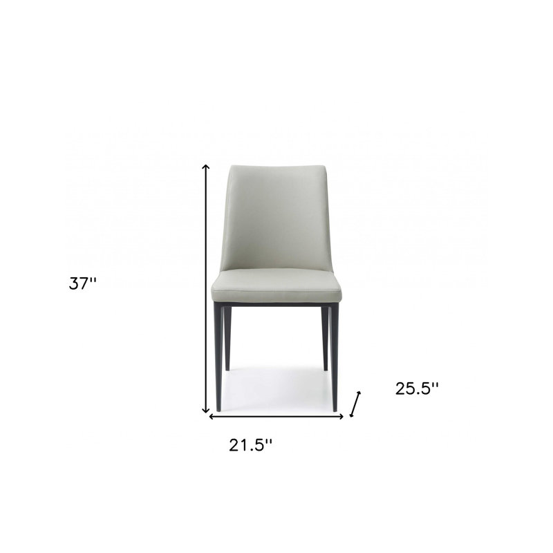 Ensemble de deux chaises d'appoint de salle à manger rembourrées en similicuir gris et noir