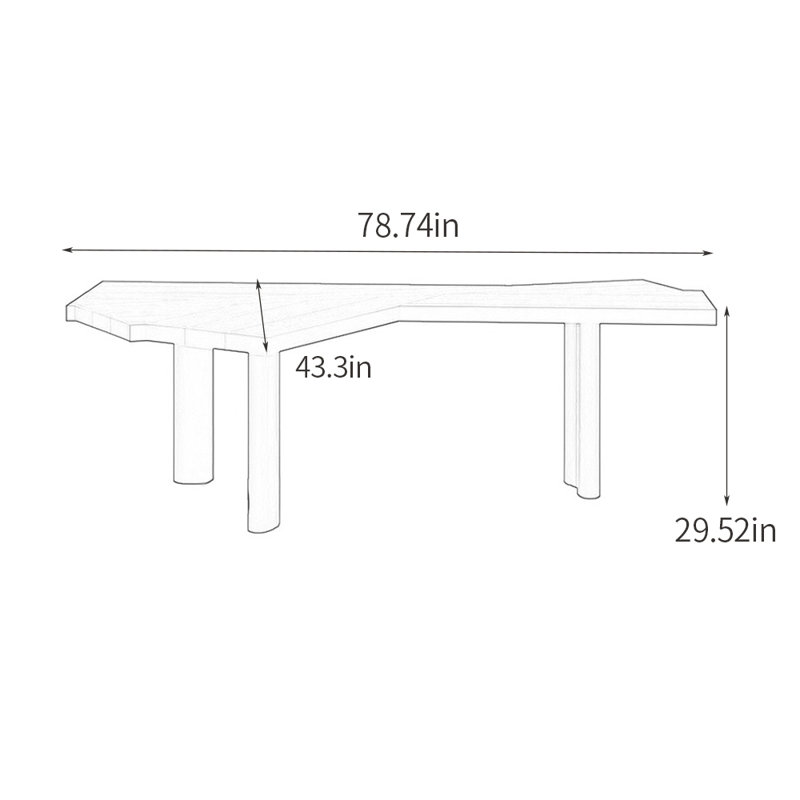 Kalisa Solid Wood Writing Desk, 29.52" H x 78.74" W x 43.3" D