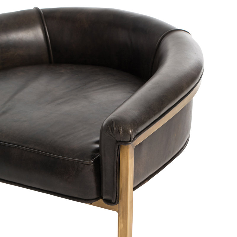 Calvin Upholstered Bar Stool, Gold, Dark Brown, Counter Stool (25" Seat Height)