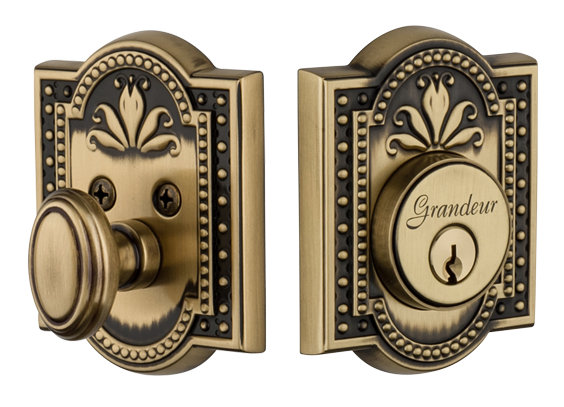 Parthenon Single Cylinder Deadbolt, Vintage Brass