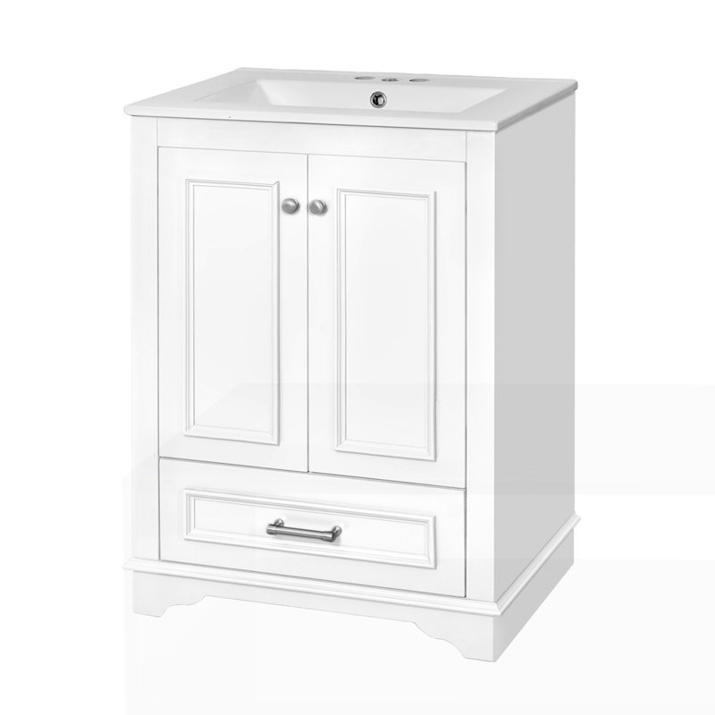 24'' Bathroom Vanity with Ceramic Sink Combo, White