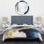 Bleu et or tourbillon abstrait I - ensemble de housse de couette spirale moderne - polyester microfibre-471064229