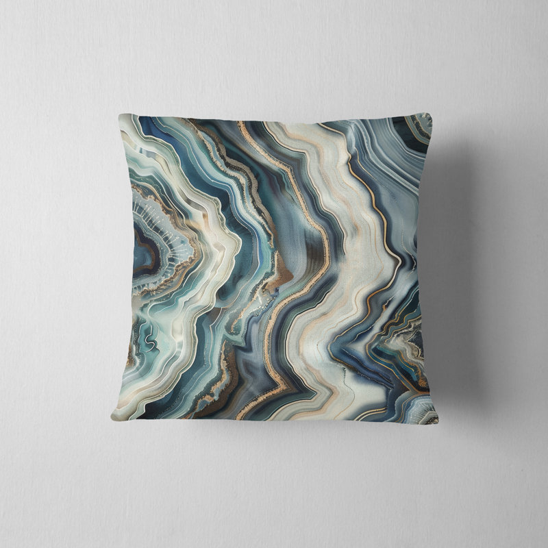Housse de coussin réversible Agate, H 20 po x l 20 po, Bleu / gris / blanc