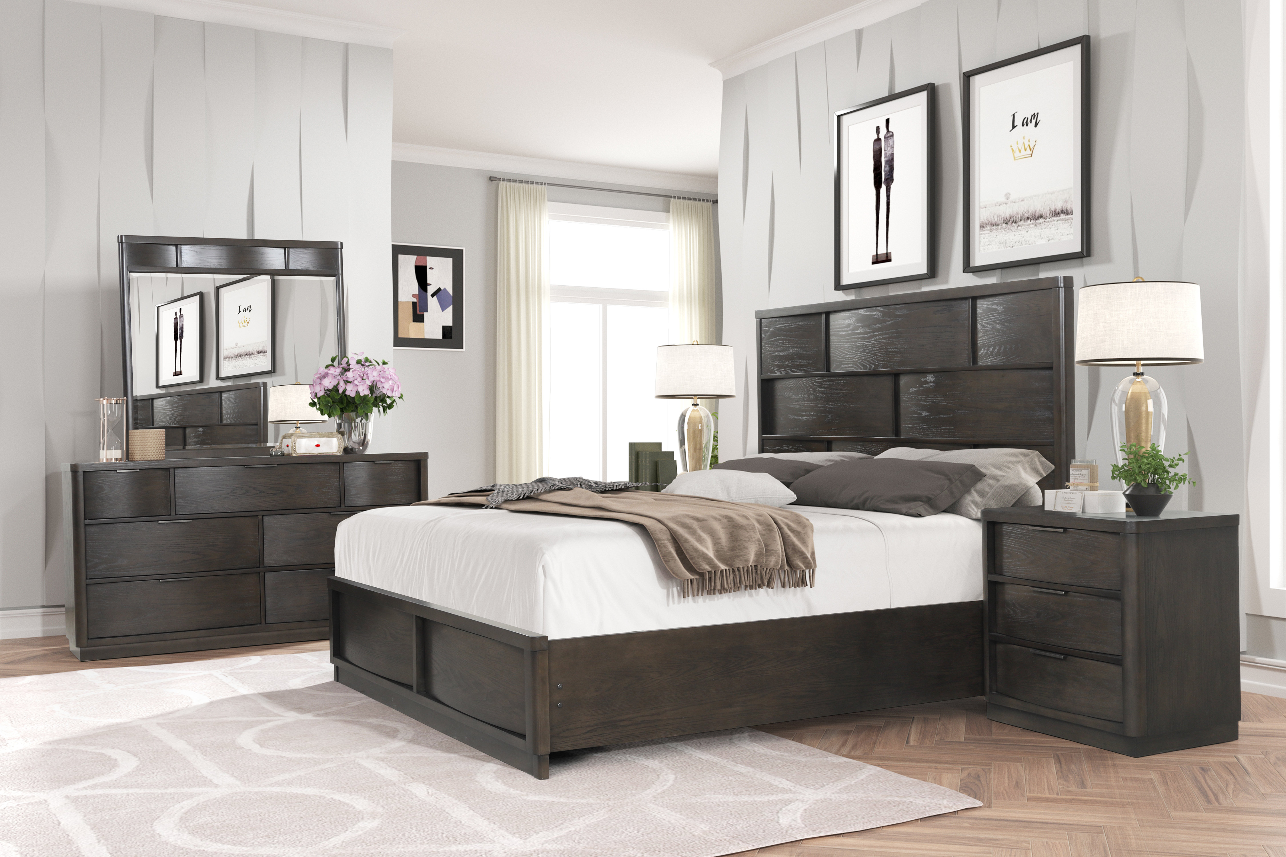 Bedroom Set Queen Bed, Night stand, Dresser and Mirror – Amazing Electronics