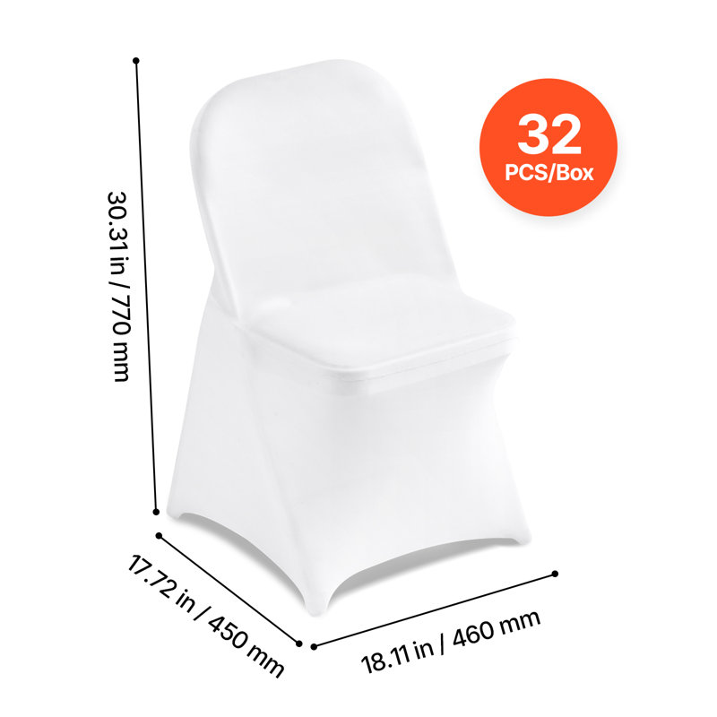 Housses de chaise pliantes extensibles, housse de chaise en spandex de polyester, housses de protection amovibles lavables, housse universelle pour les banquets de mariage (blanc)
