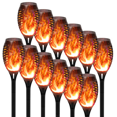 Lumières de flamme torches solaires extérieures bleues solaires pour le décor de jardin, lumières solaires de paysage décoratives pour l'allée de pelouse