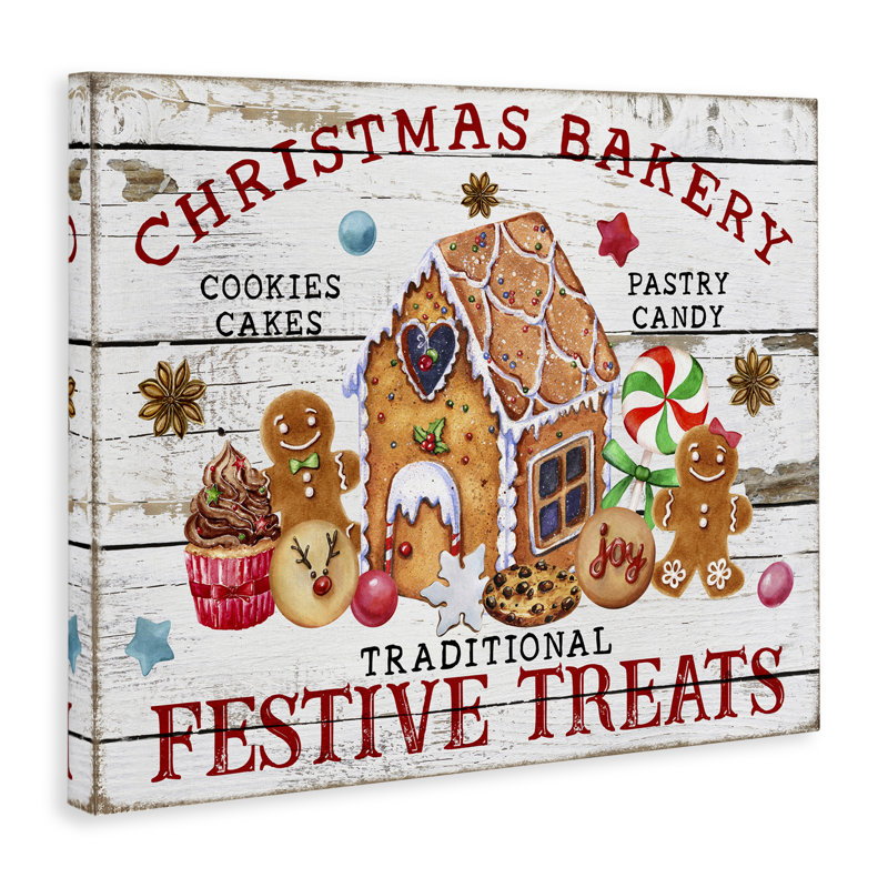 Art mural sur toile Festive Treats Bakery par Creatif Belle, H 24 po x l 30 po
