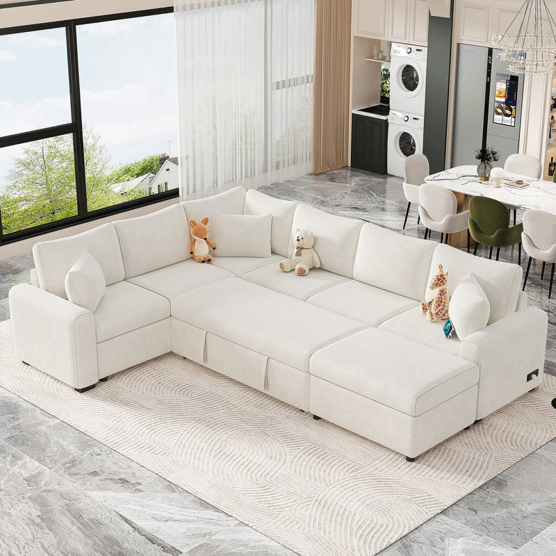 Cream Chenille Sofa