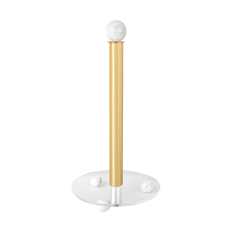 Paper Towel Holder With Ball Legs And Knob - 14.6"H, Gold/Marble