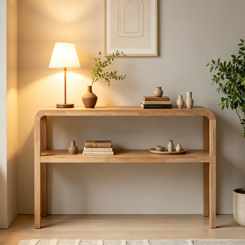 Console Wabi-Sabi, H 29,9 po x l 39,4 po x P 13,8 po, Brun, Brun, Brun