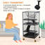 Cage en métal pour petits animaux - 4, roulant, avec plateau nettoyable, gris, convient aux furets, chinchillas, planeurs à sucre, planeurs confortables, plateau amovible Simple Clean, gris