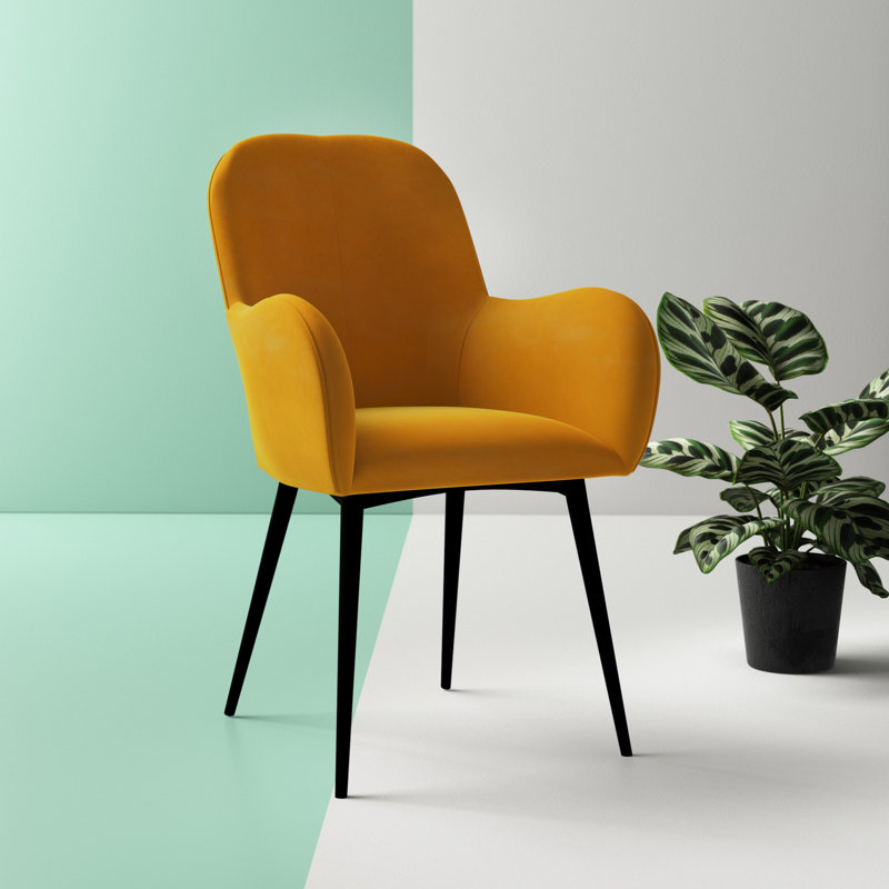 Velvet Armchair, Mustard Yellow Velvet
