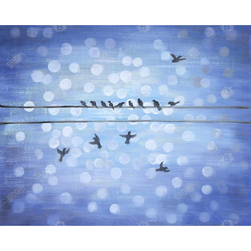 «Birds On A Wire With A Clear Blue Sky» sur toile