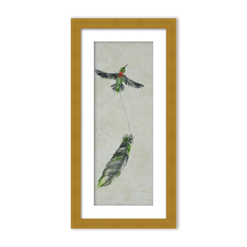 Nature Inspired "Vivid Flutter" Canvas Wall Art By , 16" H x 8" W, Framed Matted Print, Gold