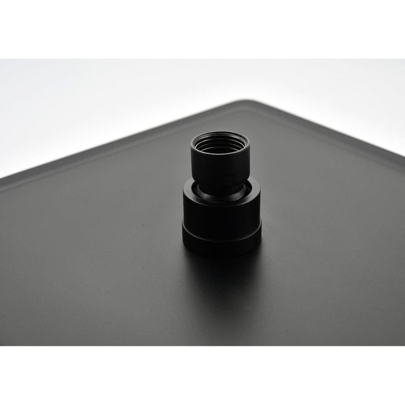 Système de fixation murale de pomme de douche à pluie 10 po - Noir mat, laiton et acier inoxydable, technologie d'injection d'air, expérience agréable, tous les accessoires sont inclus. Tête de douche noire, acier, mélange pour
