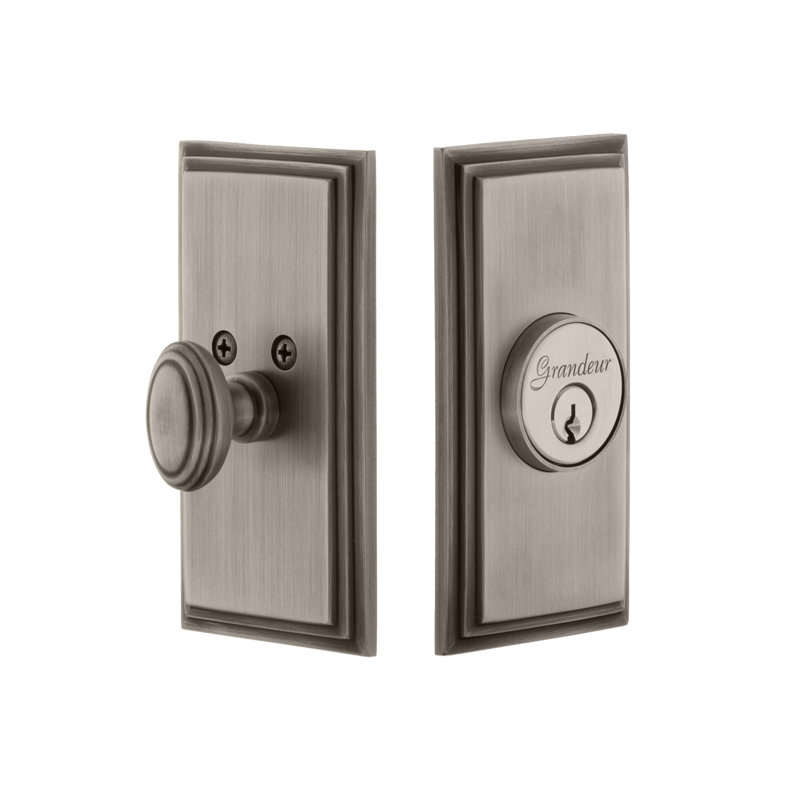 Grandeur Carré Plate Passage with Circulaire Door Knob, Polished Brass, 2 3/8"