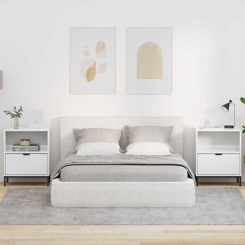 Bedside Table , High Gloss White