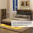 Upholstered Platform Floating Bed with Bookcase Storage Headboard