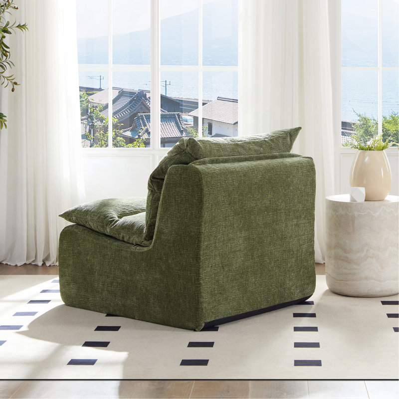 Chaise longue à 3 places avec dossier et canapé entièrement comprimé convenant au salon, Vert