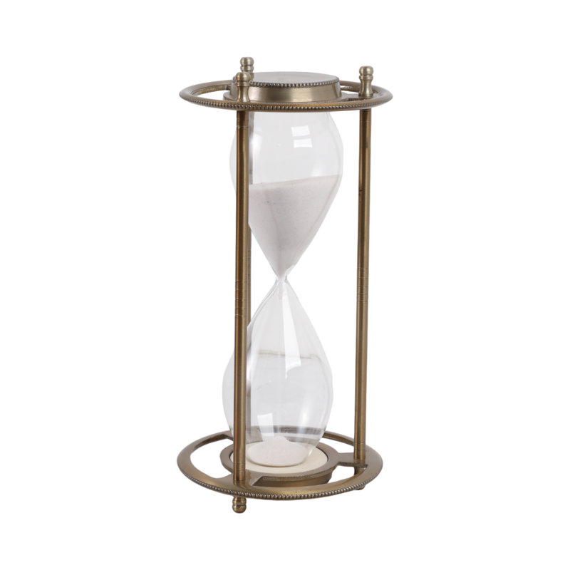 11" Verlice Metal Hourglass, Brown