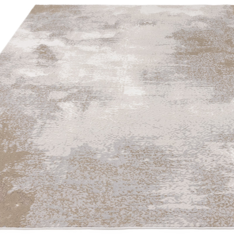 Caydren Abstract Machine Woven Beige Area Rug, Rectangle 80 x 150cm