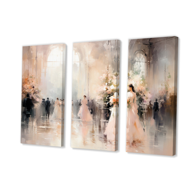 «Fashion Impressionist Elegance IV» sur toile, reproduction de 3 pièces, H 32 po x l 48 po x P 1 po