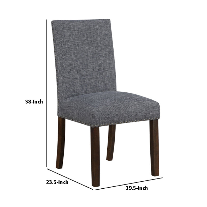 Ensemble de 2 chaises d'appoint Keya, polyester gris, brun brossé, Gris