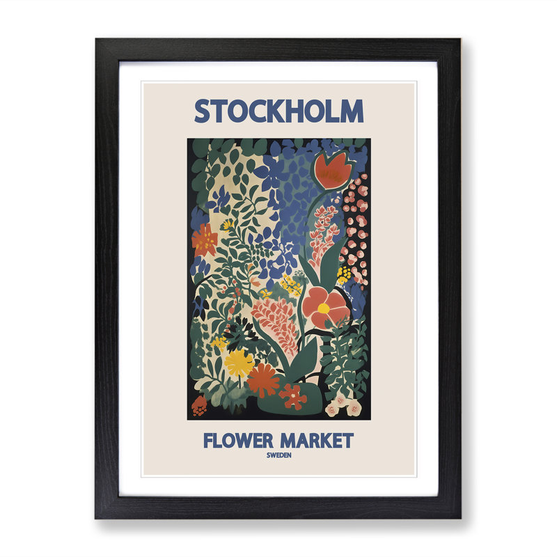 Stockholm Flower Market Exhibition 1 - Single Picture Frame Print on Wood, 34cm H x 25cm W x 2cm D