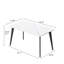 Table de salle à manger rectangulaire blanche 54,61 "au design moderne, surface en pierre frittée, pieds en métal noir, haute dureté et table, peut accueillir 6 personnes, anti-taches
