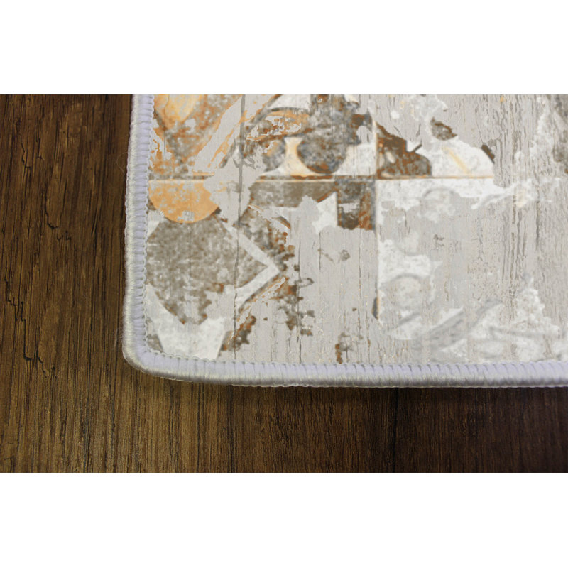 Tapis d'entrée élégant, impression numérique 3D, 3,9 x 4,9 pi | 100% polyester, antibactérien, envers en PVC antidérapant, hauteur des poils: 0,04 po, lavable à la machine, parfait pour le décor du salon et du vestibule