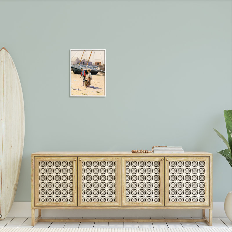 Femme à l'ancienne, H 20 po x l 16 po x P 1,5 po, Giclée encadrée blanc bord de mer