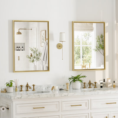 Bathroom Vanity Mirror with Tempered Glass and Aluminum Frame (Set of 2)