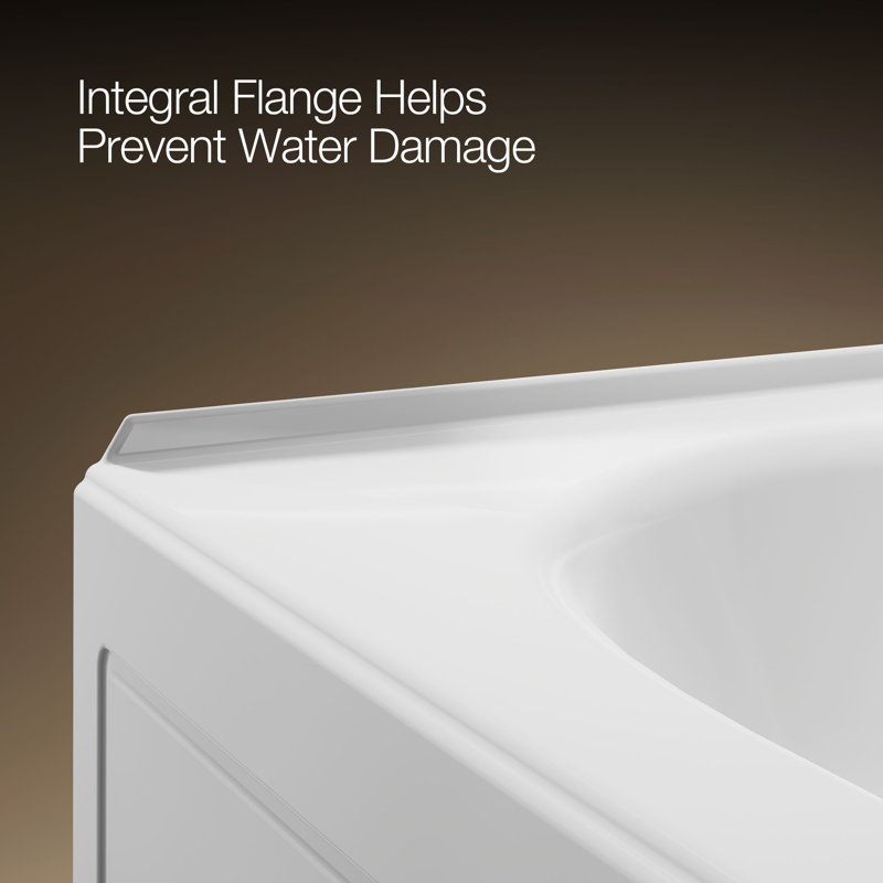 Windward 72" x 42" Alcove Soaking Acrylic Bathtub, Right, White