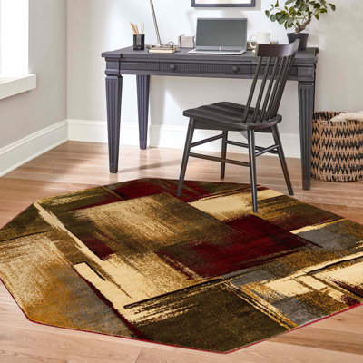 Tapis contemporain Trejo couleur vin carré