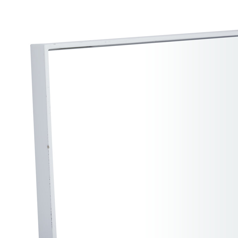 Miroir mural en bois avec un cadre fin et minimaliste, Blanc, 30 po x 14 po