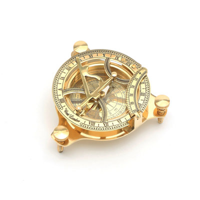 Antique Style Brass Sundial Compass - Classic Nautical Décor