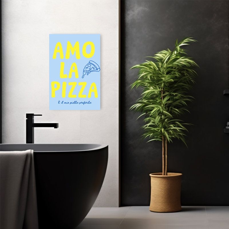 Amo La Pizza Contemporary Wall Art Print 1 Piece Wrapped Canvas Wall Art, 60.96cm H x 40.64cm W