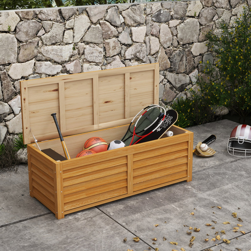 Outsunny 292L Wooden Terrace Box Outdoor Garden Storage Box Light Brown