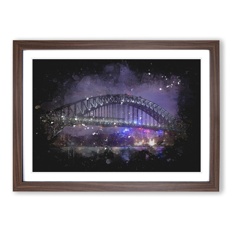 Harbour Bridge in Sydney - Picture Frame Graphic Art, Walnut Framed, 36cm H x 48cm W x 2cm D