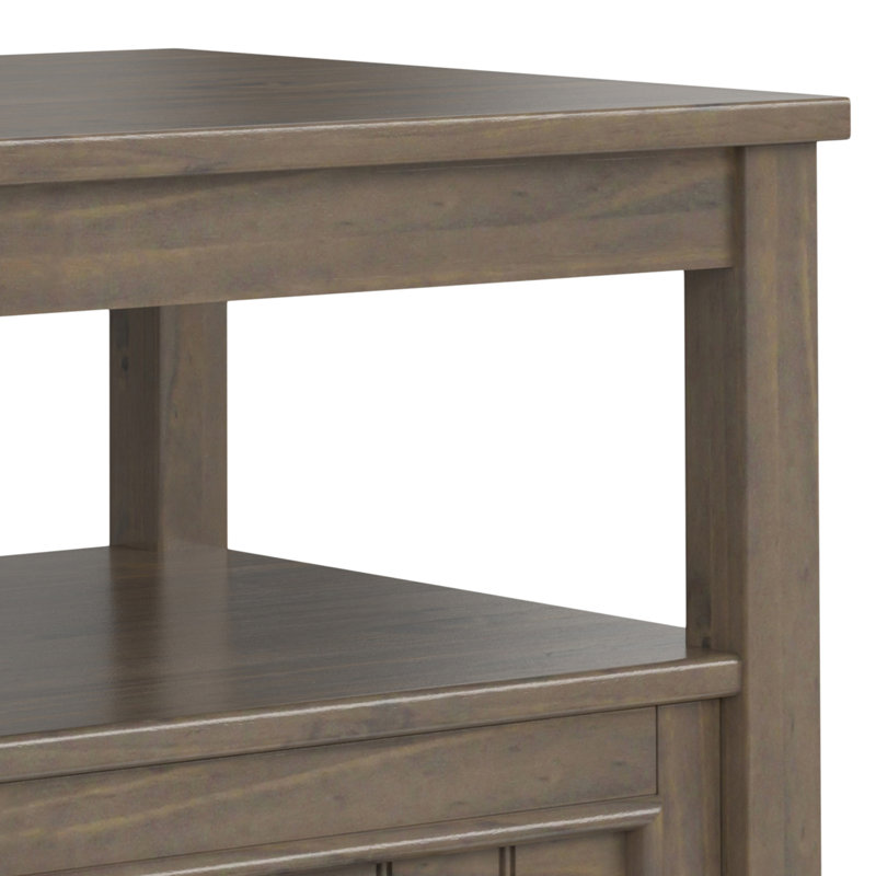 Smoky Brown Solid Wood Rectangular End Table with Drawer