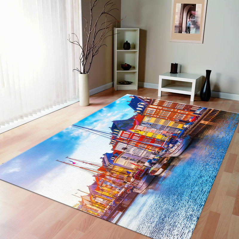 Floral Pattern Non Woven Soft Type Printed Rug Featuring Bold Colors and Intricate Design for Modern Home Decor