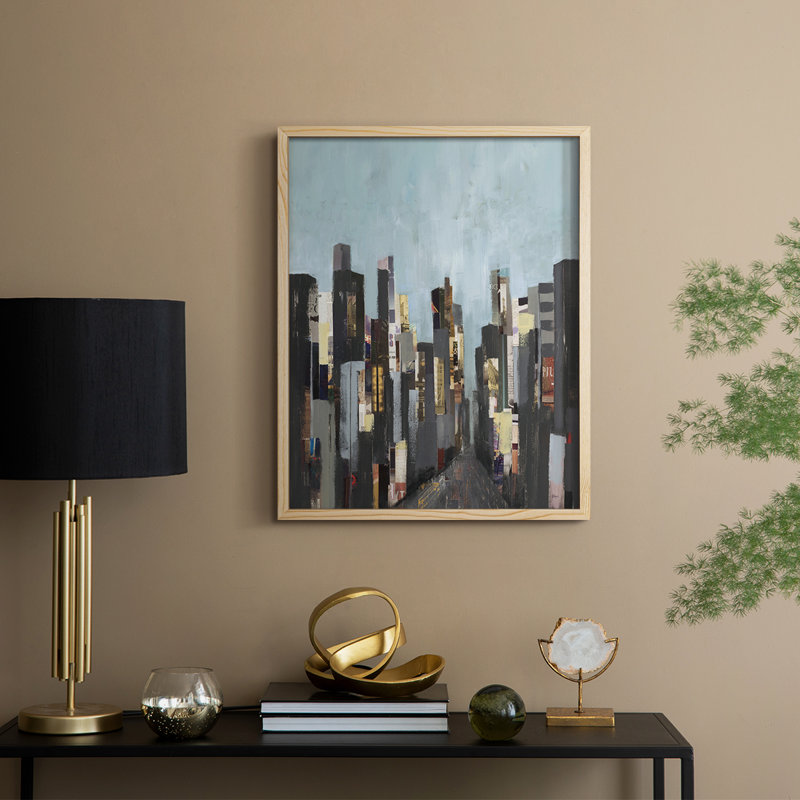 City Beat Framed Print - Solid Wood, Natural, 11" H x 9" W