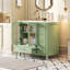 Meuble-lavabo de 36 po avec portes à texture gaufrée, quatre tiroirs, double espace de rangement, finition turquoise, organisation intelligente, armoire de salle de bain coulissante lisse avec texture, deux tiroirs